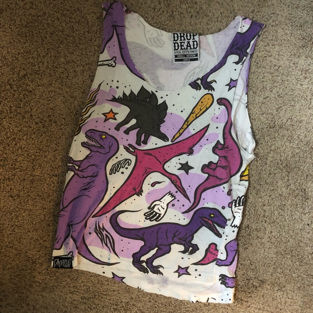 Dropdead Jurassic Dinosaur tank top size medium